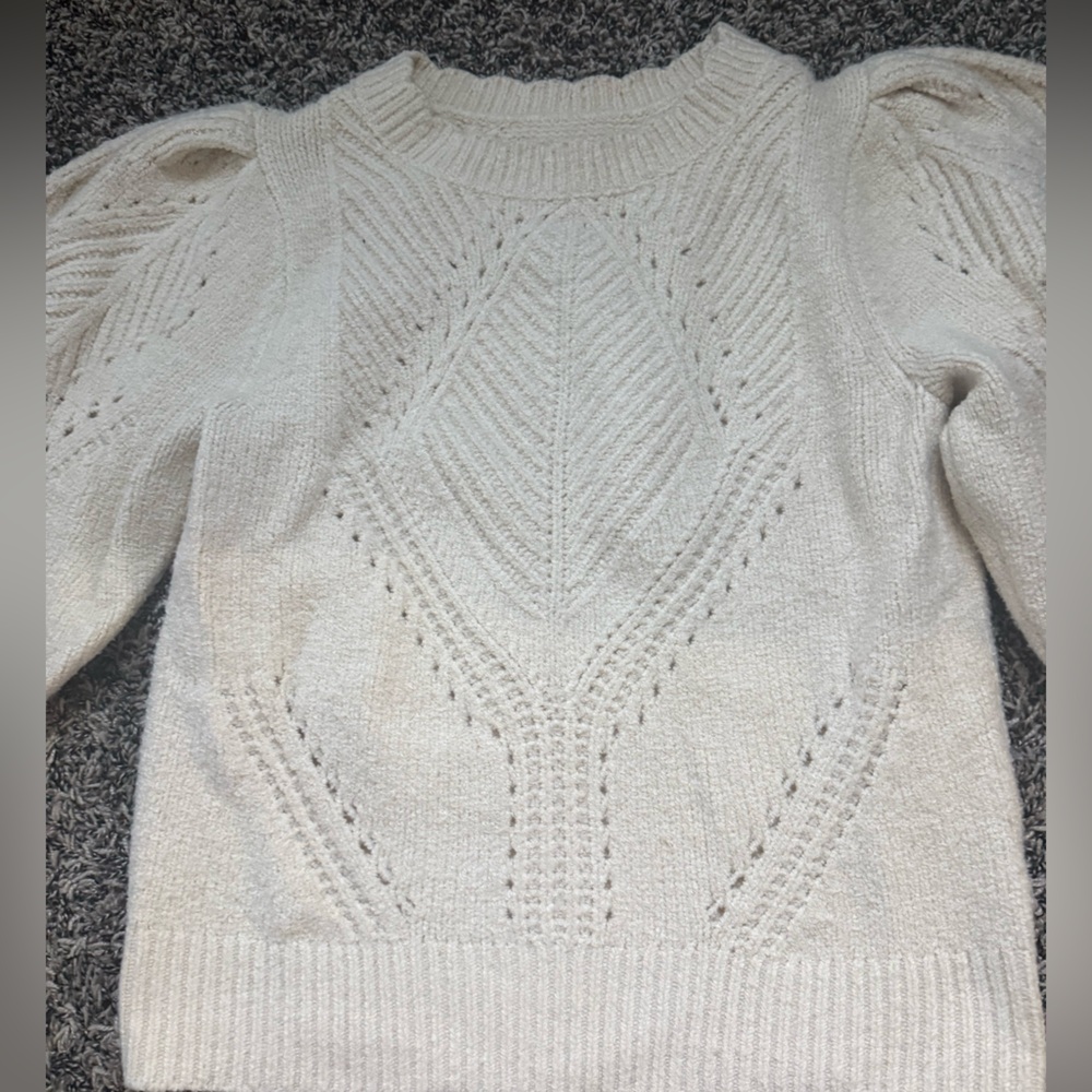 By Anthropologie Scalloped Cream Sweater
